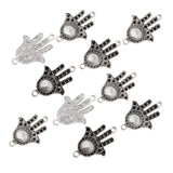 Maxbell 10 Pcs Tibetan Silver Hand Shape Charms Jewelry DIY Making Connector Alloy