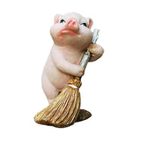 Maxbell Maxbell Pig Statue Decoration Artwork Resin Figurines for Garden Flowerpot Dollhouse Sweep Floor