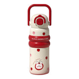 Maxbell Insulated Water Bottle with Handle Cartoon Tumbler for Work Traveling Sports Red