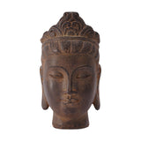 Buddha Head Statue Gift Display Artificial Ornament for Farmhouse Patio Desk Dark Brown