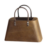 Maxbell Wooden Purse Vase Handbag Shape Rustic Plant Pot for Living Room Photo Props