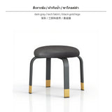 Maxbell Creative Stackable Round Stool, Modern Luxury Small Ottoman with Latex padding, Steel Frame, Living Room Entryway Shoe Bench, Soft Seat for Sofa & Coffee Table, Space-Saving Multipurpose Dk Gray Tech Fabric