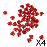 Maxbell 4x400 Pieces 8mm Heart Rhinestone Embellishment Wedding Decoration Red