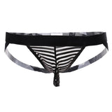 Maxbell Mens Sexy Sheer Striped Briefs Underwear Panties G-string T-back L Black - Aladdin Shoppers