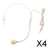 Maxbell 4xDual Ear Hook Wired Headset Headworn Microphone Beige 3.5mm Straight Angle