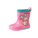 Maxbell Rain Boots Cartoon Pattern Easy on Handle Non Slip Waterproof Shoes for Kids Pink Blue 18cm