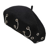 Maxbell Beret Hat for Women Elegant Chic Decoration Felt Beret for Fall Driving Trip Black