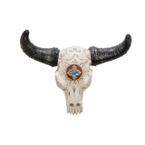 Resin Cow Head Wall Decor Ornaments Wall Hanging Art for Bedroom Living Room Silver Horns