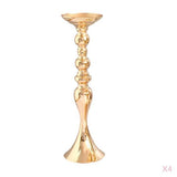 Maxbell 4pcs Long Stand Metal Candle Tea Light Holder Candlestick Flower Vase Gold-L
