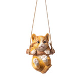 Maxbell Maxbell Hanging Swing Cat Statue Garden Figurine Pendant Decorative for Bedroom Home Orange