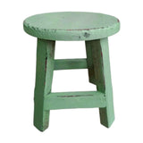 Maxbell Wooden Stool Plant Stand Round Planter Holder for Office Living Room Desktop Green