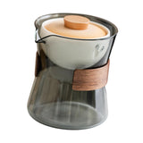 Maxbell Glass Teapot 210ml Portable Teaware Chinese Gong Fu for Travel Office gray and orange lid