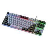Maxbell Wired Gaming Keyboard 87 Keys Colorful LED Backlit for Laptop Desktop Typing