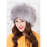 Women Warm Winter Russian Fluffy Faux Fur Hat Earwarmer Earmuff Cossak Ski Light Gray