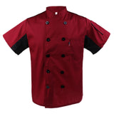 Maxbell 2x Unisex Red+White Short Sleeve   Restaurant Hotel Cook Coat M