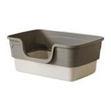 Maxbell Cat Litter Box Sandbox Cat Bedpan Easy to Clean Portable Cat Litter Tray Gray L