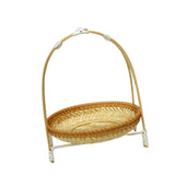 Maxbell Bamboo Basket Tray Fruit Food Storage Bowl Multifunctional Rustic Fruit Rack Sinlge Layer