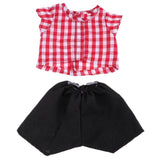 Maxbell Fashion Doll Clothes Outfit Set Casual Checked Shirt Tops Short Pants Red
