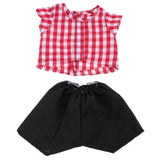 Maxbell Maxbell Fashion Doll Clothes Outfit Set Casual Checked Shirt Tops Short Pants Red