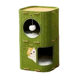 Maxbell Cat House Covered Tunnel Condo Indoor Outdoor Cats Pet 2 Storey Cat Bed Cave Green