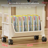 Maxbell Large Capacity Rolling Storage Bin, Multi-Functional Book Organizer with casters, Under Desk Book Storage Box, Student Classroom & Home Use Plastic Shelf, Mobile Compartment storage container White Double Layer