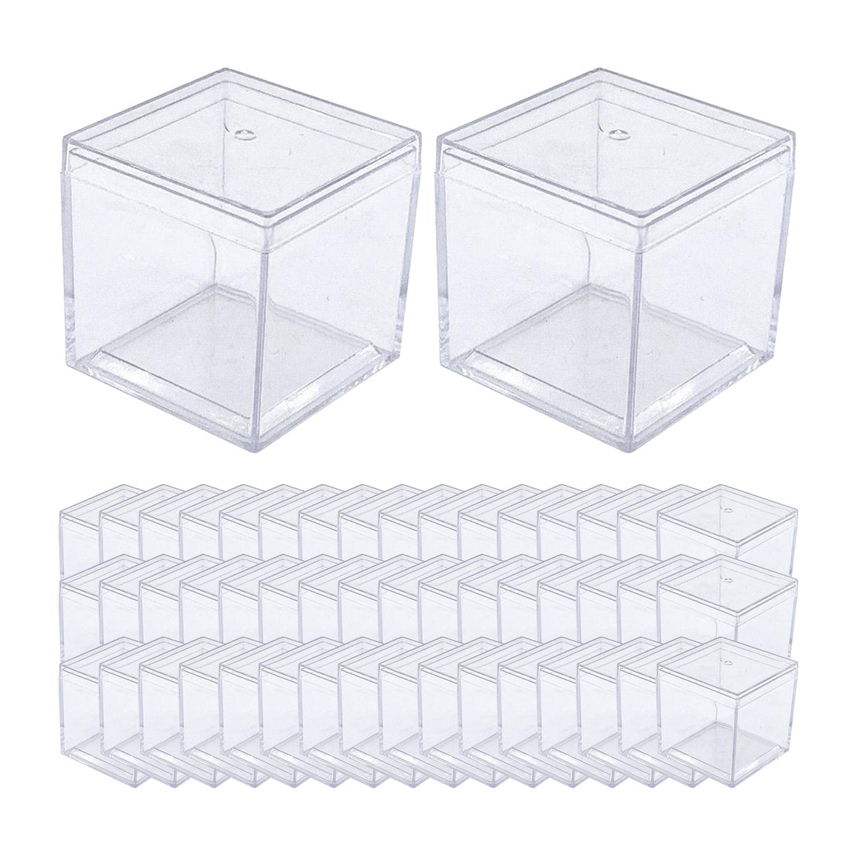 Maxbell 50x Clear Acrylic Display Case 3.3x3.3x3.3cm Small Candy Box for Doll Crafts