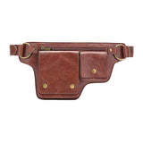 Maxbell Women Waist Bag Hiking Casual Purse Versatile Vintage Design Stylish Hip Bag Red Brown