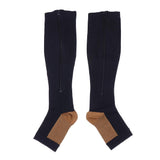 Maxbell Maxbell Pair Copper Compression Socks Leg Support Open Toe Stockings XXL Black