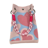 Maxbell Knitted Handbag Reusable Casual Soft Shopping Pouch for Daily Vacation Beach Pink