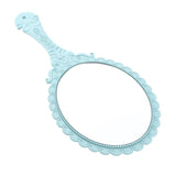 Maxbell Maxbell Antique Handheld Mirror with Embossed Rose Design for Makeup Light Blue