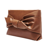 Maxbell Bow Clutch Bag Decoration PU Leather Evening Handbag for Wedding Lady Dating Brown
