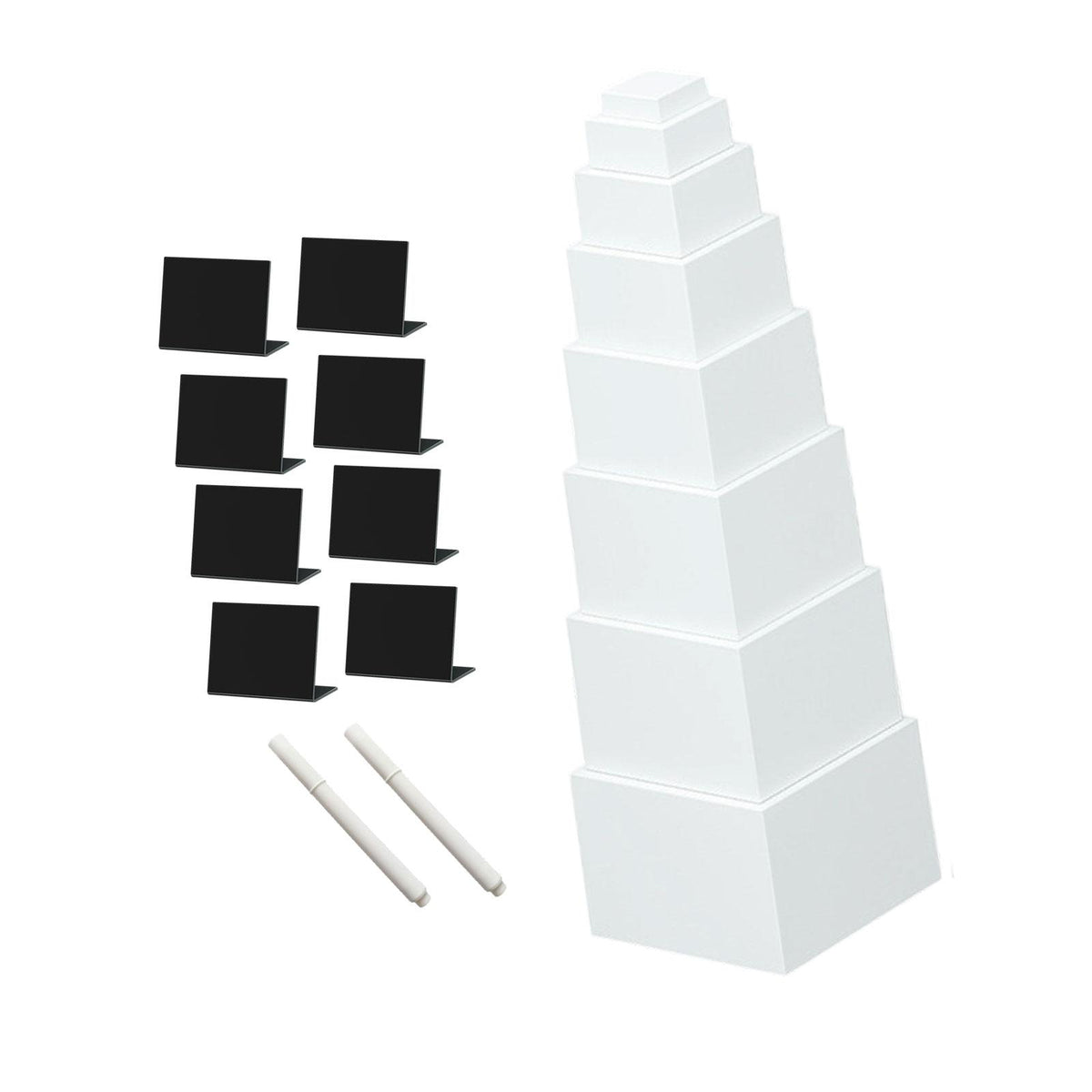 Maxbell 8x Acrylic Display Boxes White Buffet Riser for Toys Figures Cake Collection