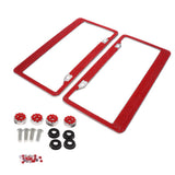 Maxbell 2Pcs 12"x6" License Plate Frame w/8X Rhinestone Screws Fasteners Red