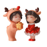 2Pcs Christmas Couple Figurines Miniature Figurine for Wedding Birthday Xmas standing