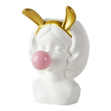 Maxbell Cute Girl Succulent Planter Pot Pen Holder with Rabbit Ears Desktop Decor