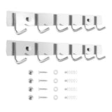 Maxbell 2 Pieces Wall Mounted 6 Hooks for Hanging Stainless Steel for Homes Bedrooms