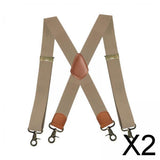Maxbell 2xSuspenders for Men Heavy Duty Suspenders Adjustable Casual 3.5cm Wide Braces Beige