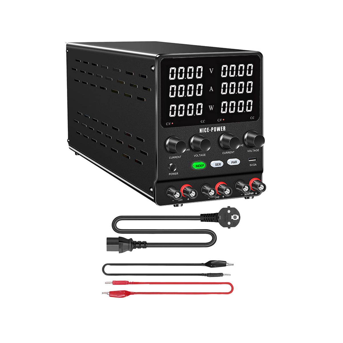 Maxbell DC Power Supply Variable 2 Channel with Encoder Knob Digital DC Power Supply Output 60V 5A