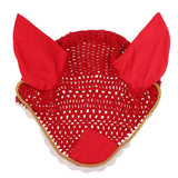 Maxbell Soft Cotton Hand Crochet Breathable Fly Veil with Ears for Horse Red - Aladdin Shoppers