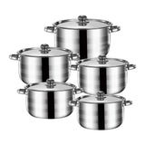 Maxbell 5x Kitchen Cookware Set Sauce Pot Stainless Steel for Home Restaurant Hiking Argent Handle