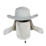 Maxbell Fishing Hat with Removable Neck Flap Cover Gardening Bucket Hat Face Mask Gray