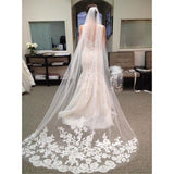 Maxbell 3M Cathedral Flowers Lace Edge Wedding Bridal Veil for Beautiful Bride Ivory - Aladdin Shoppers