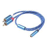 Maxbell 3.5mm Stereo Audio Female Connector to 2 RCA Male Connectors Blue 3610F-04