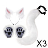 Maxbell 3xCat Costume Animal Cosplay Kitten Plush Ears Furry Fancy Dress up White