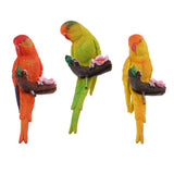 Maxbell 3Pcs Resin Parrots Budgerigar Birds Animals Ornaments Hanging Decorations