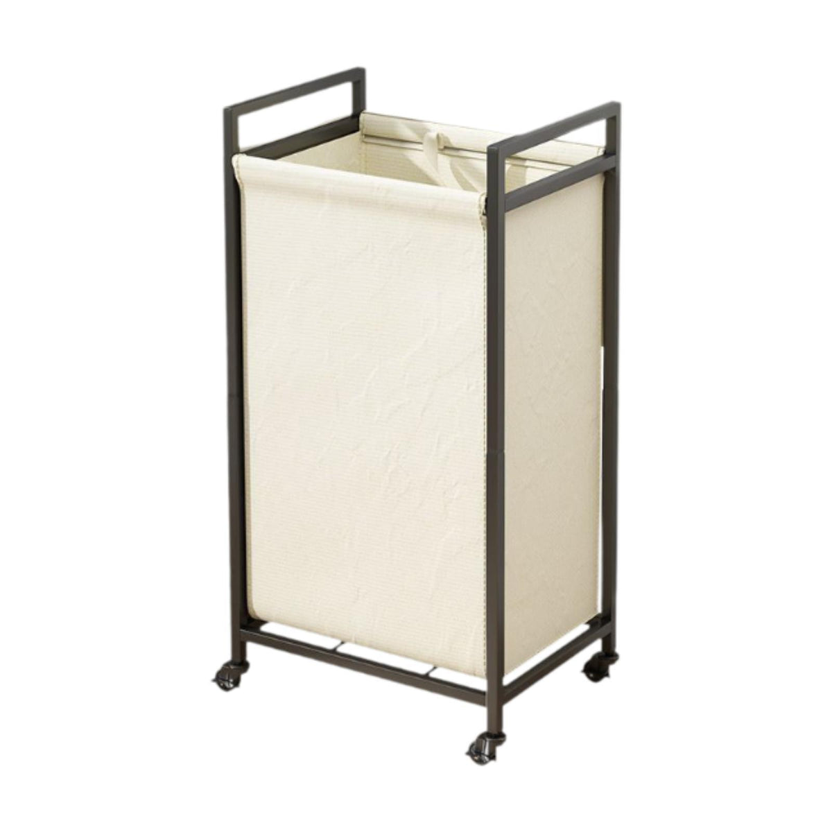 Maxbell Rolling Laundry Basket Cart Storage Container for Travel Bedroom Living Room Black Beige