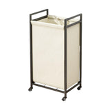Maxbell Rolling Laundry Basket Cart Storage Container for Travel Bedroom Living Room Black Beige