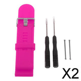 Maxbell 2xSilicone Wrist Band Replacement Strap for Garmin Fenix 3 HR Watch Rose Red