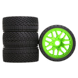 Maxbell 4 Pieces RC Wheels Tires DIY DIY Parts Upgrade Replacement Accessory for 1/7 Green