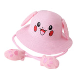 Maxbell Kids Sun Hat Cute Rabbit Hat Breathable Summer Beach Cap Children Bucket Cap Pink